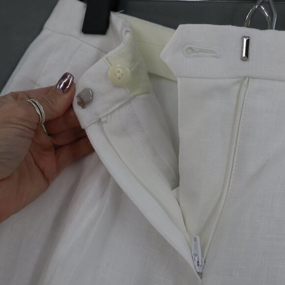 J.Crew Petite Wide-Leg Essential Pant In Linen Women 0P White Polished Lagenlook - Picture 4 of 15